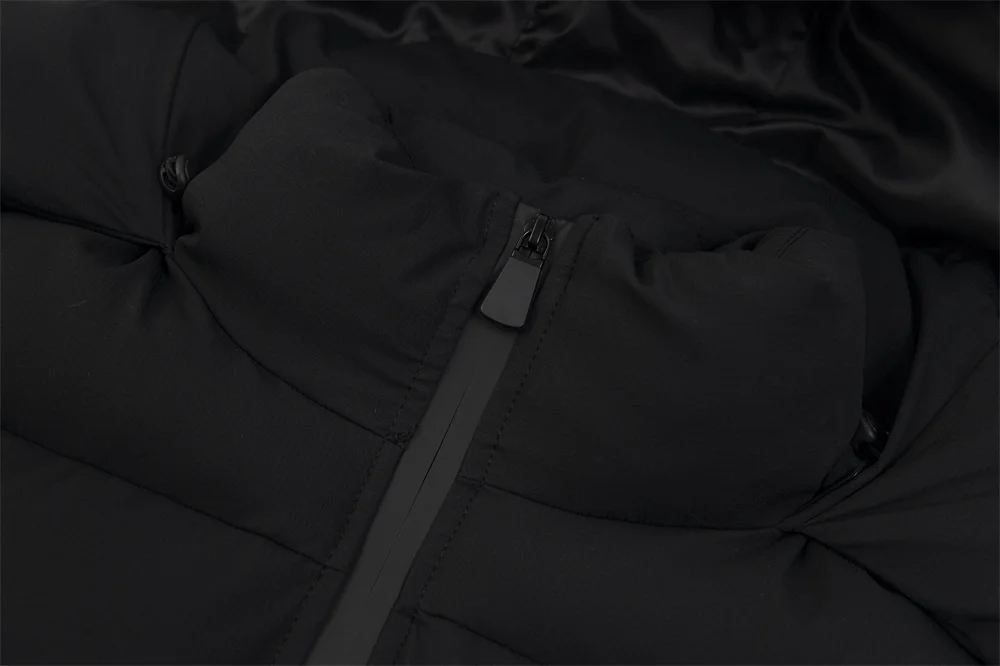 Streetwear Solid Color Pockets Zipper Hooded Long Padded Jacket for Men and Women Thick Winter Windbreaker Coat Oversized