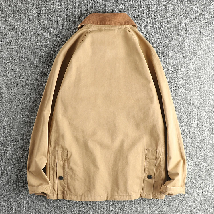 Amekaji American Casual Retro Vintage Woven Cotton Men's Safari Workwear Jacket American High-Street Slim Fit Trend Coat