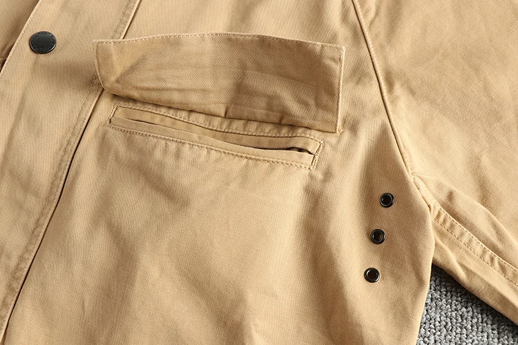 Amekaji American Casual Retro Vintage Woven Cotton Men's Safari Workwear Jacket American High-Street Slim Fit Trend Coat