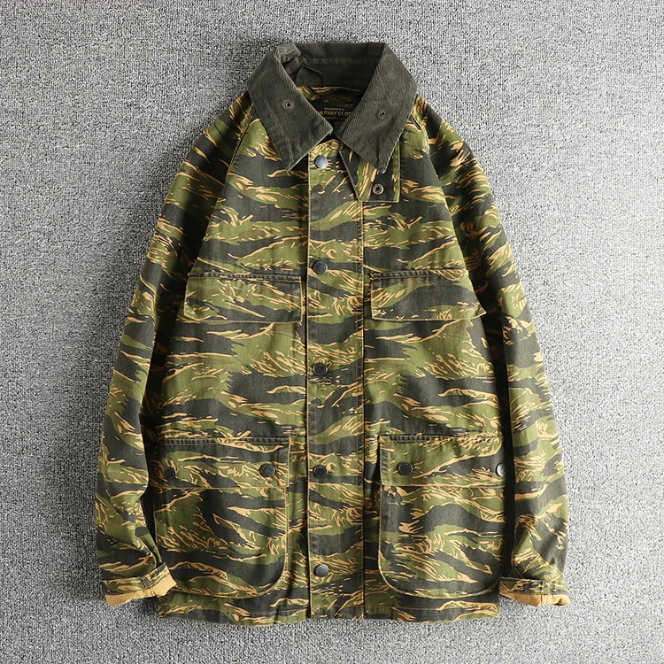 Amekaji American Casual Retro Vintage Woven Cotton Men's Safari Workwear Jacket American High-Street Slim Fit Trend Coat