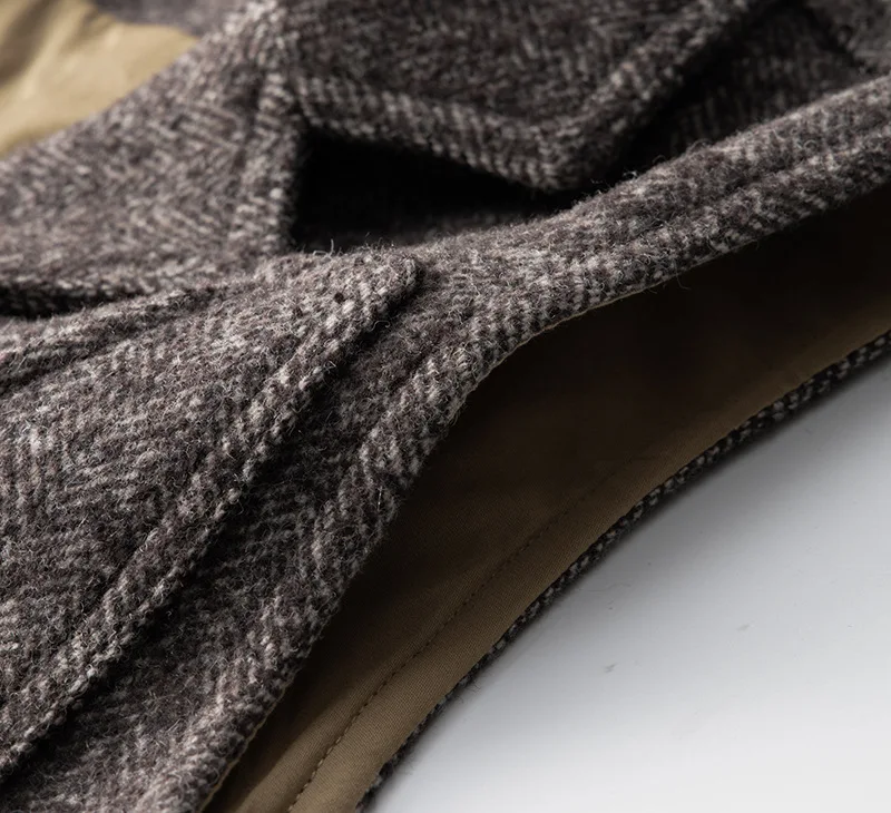 Good Quality Winter Fashion Men's Retro British Tweed Wool Vest Thick Double-Layer Multi-Pocket Suit-Collar Vest Warmth Top Male