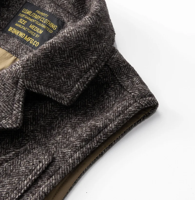 Good Quality Winter Fashion Men's Retro British Tweed Wool Vest Thick Double-Layer Multi-Pocket Suit-Collar Vest Warmth Top Male