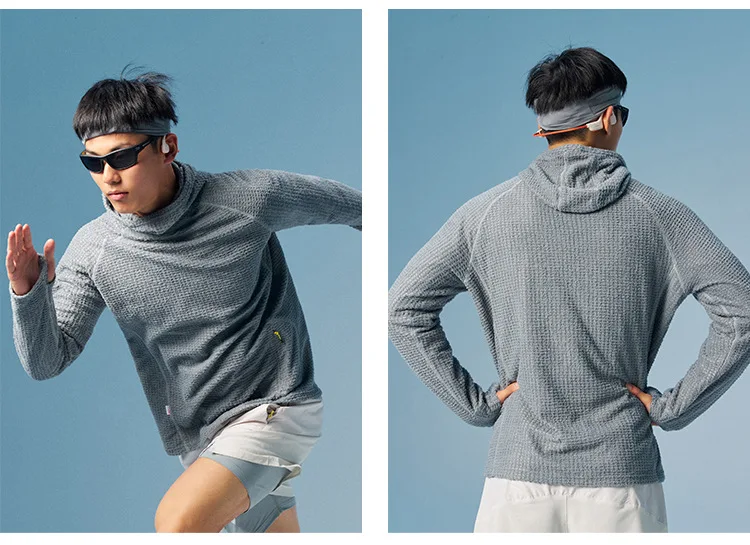 Thermolite Lightweight Constant Temperature Warmth Fleece Hooded Sweatshirt with Air Fleece Pullover Cycling Running Sport Hat