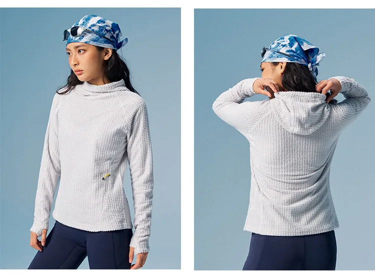 Thermolite Lightweight Constant Temperature Warmth Fleece Hooded Sweatshirt with Air Fleece Pullover Cycling Running Sport Hat