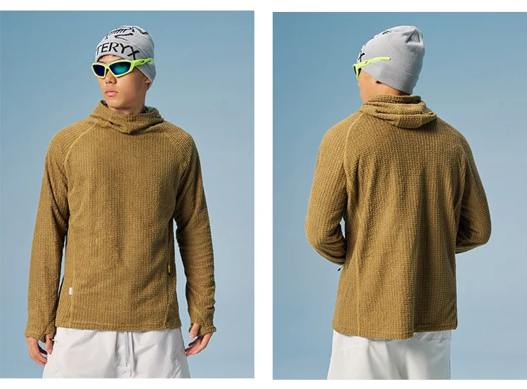 Thermolite Lightweight Constant Temperature Warmth Fleece Hooded Sweatshirt with Air Fleece Pullover Cycling Running Sport Hat