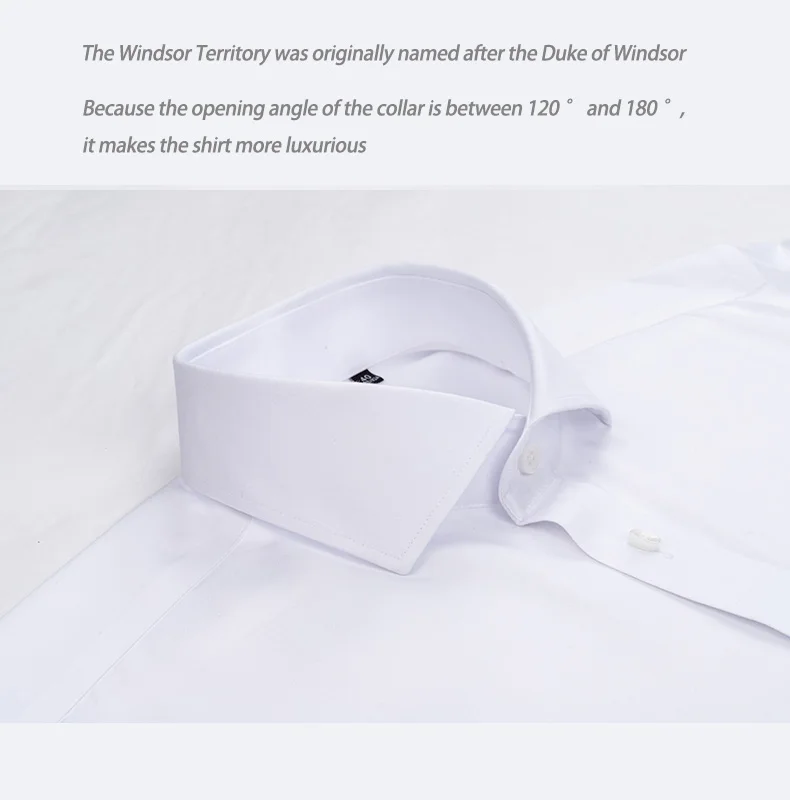 High-end 200 4-Strand Yarn 100% Cotton Men's French Cufflink Shirt One-Length Collar DP Ready-to-Wear No-Iron White