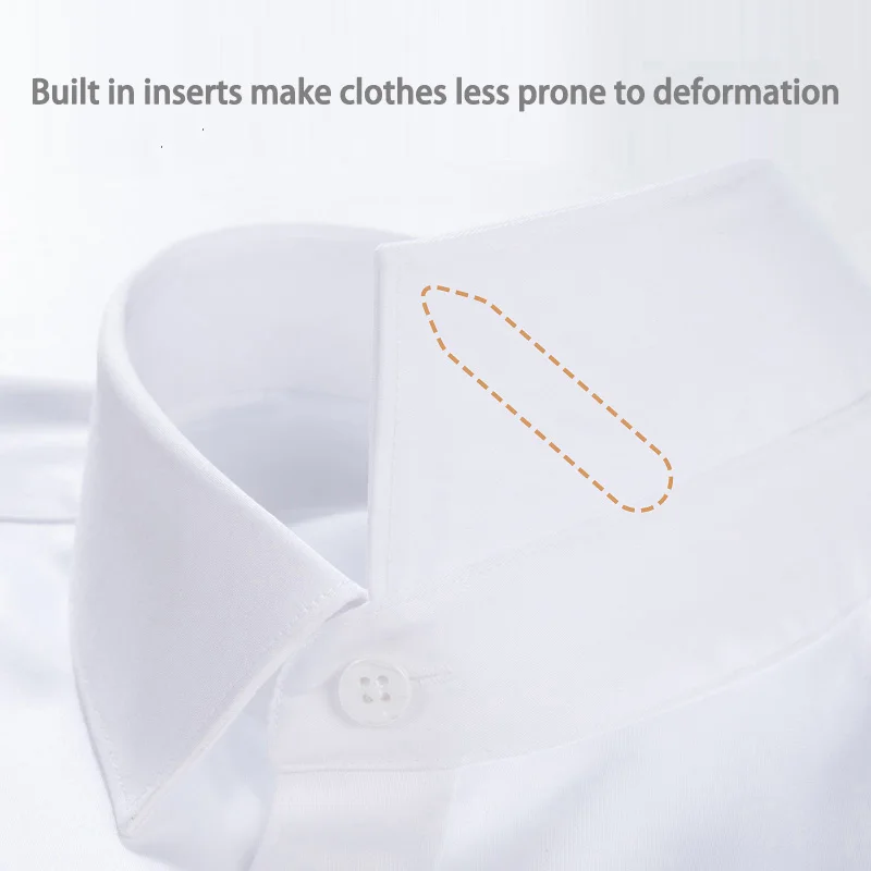 High-end 200 4-Strand Yarn 100% Cotton Men's French Cufflink Shirt One-Length Collar DP Ready-to-Wear No-Iron White