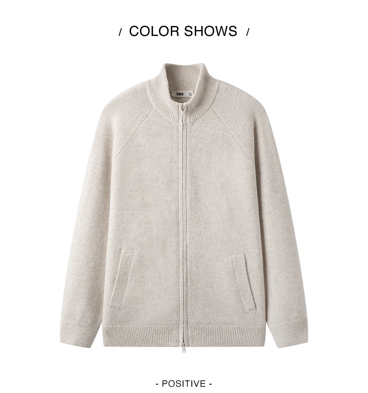 Semir Men Cardigan Knit Loose Mock Neck Raglan Sleeve 2026 Autumn Couple Style Sweater Outerwear Soft Daily Layer
