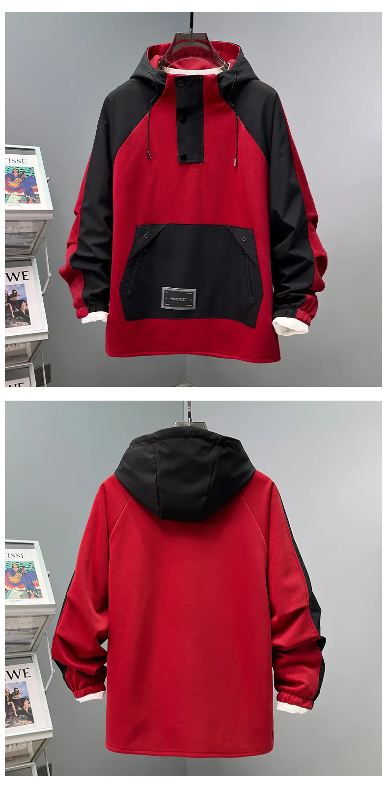 Extra Plus Size 13XL Men Hoodie Hooded Half Zip Up Winderbreaker Male Cargo Jacket Oversized Large Big 5xl 6xl 7xl 8xl 10XL Coat