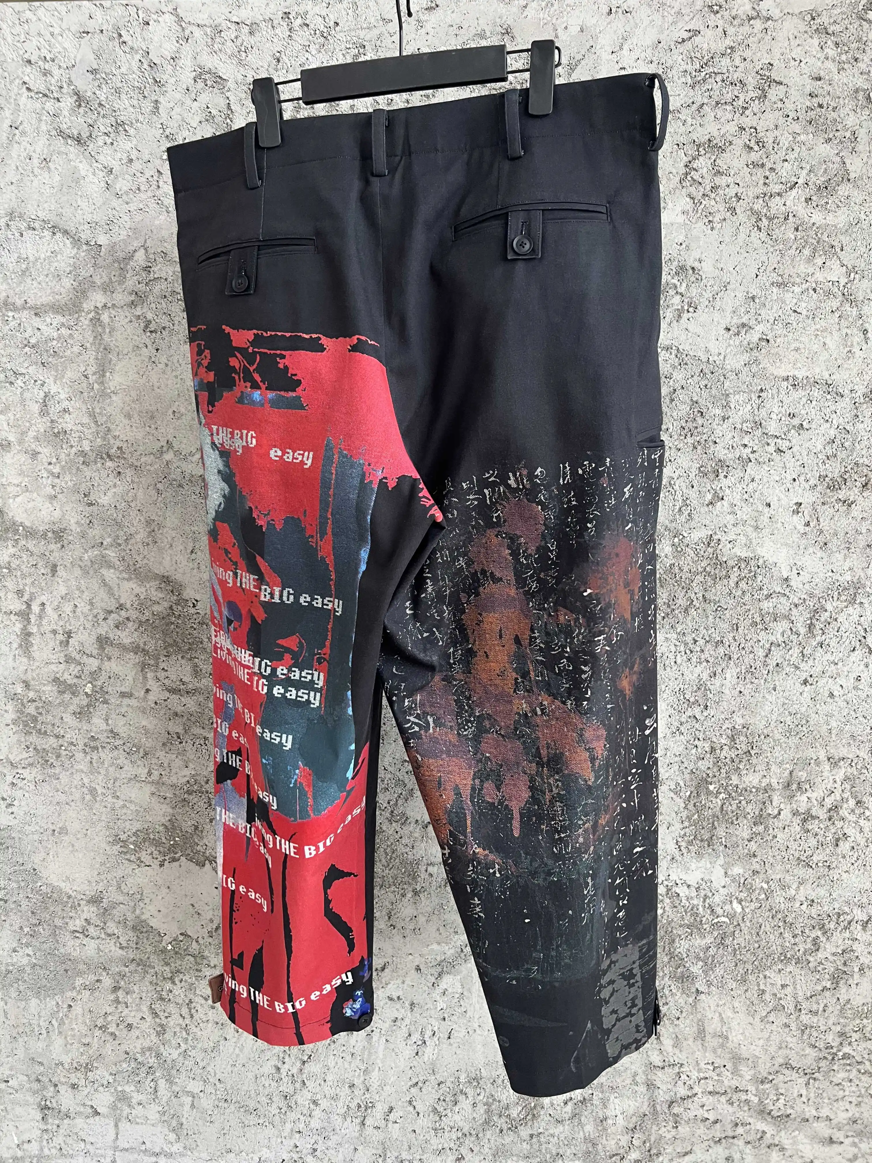 TOP-YAMAMOTO pure cotton printed wide-leg pants