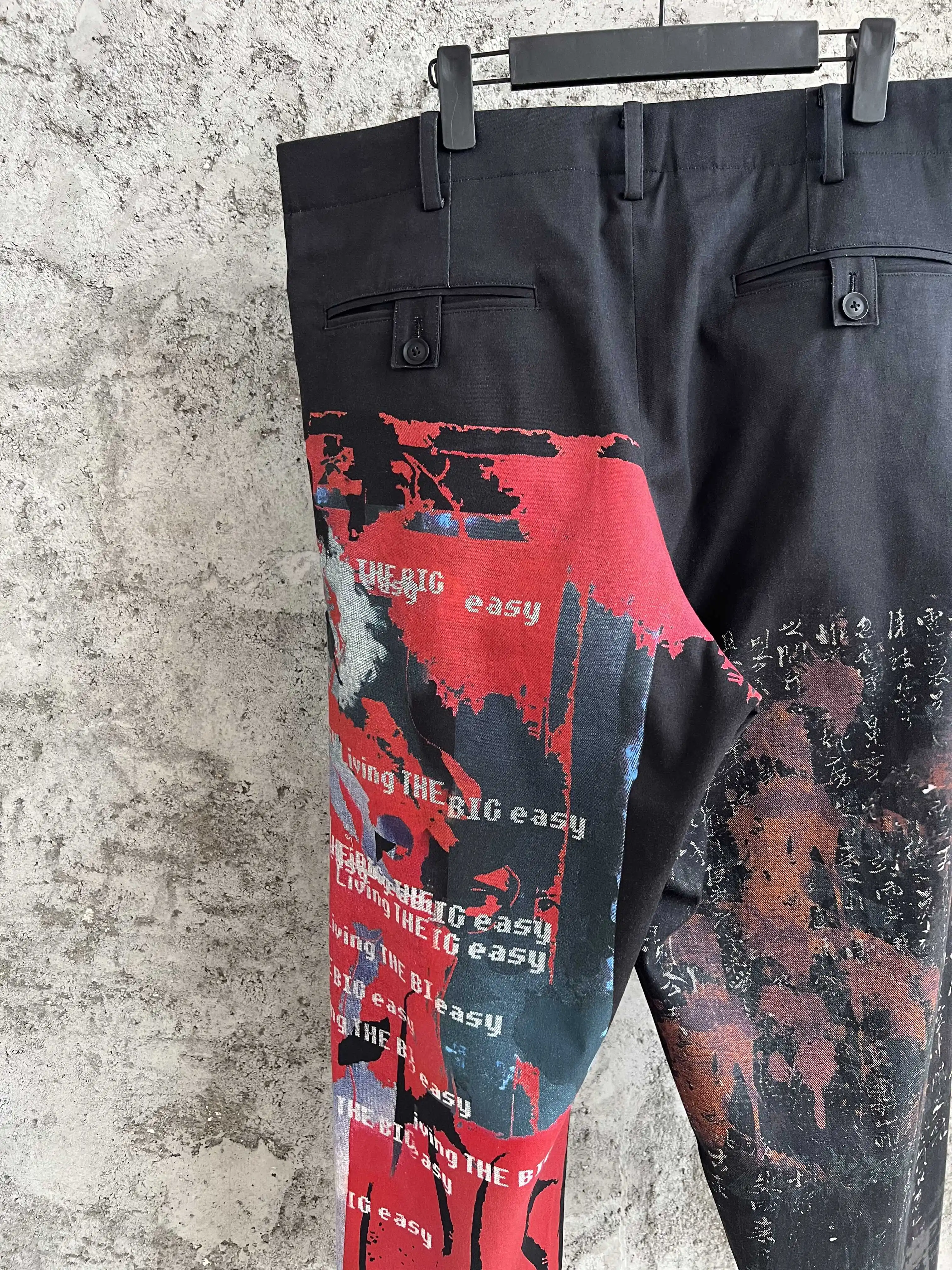 TOP-YAMAMOTO pure cotton printed wide-leg pants