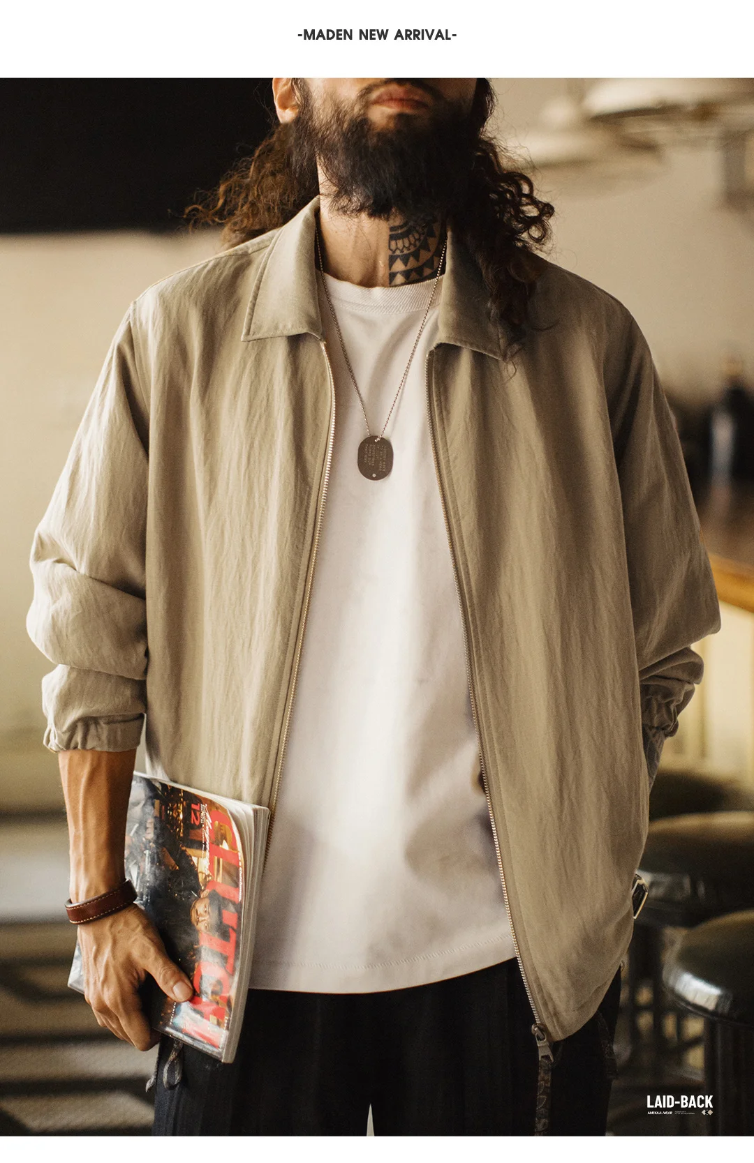 MADEN Men's Linen Lyocell Blend Jacket Notch Lapel Lightweight Zip Front Refined Business Casual Elevated Workwear Summer Autumn