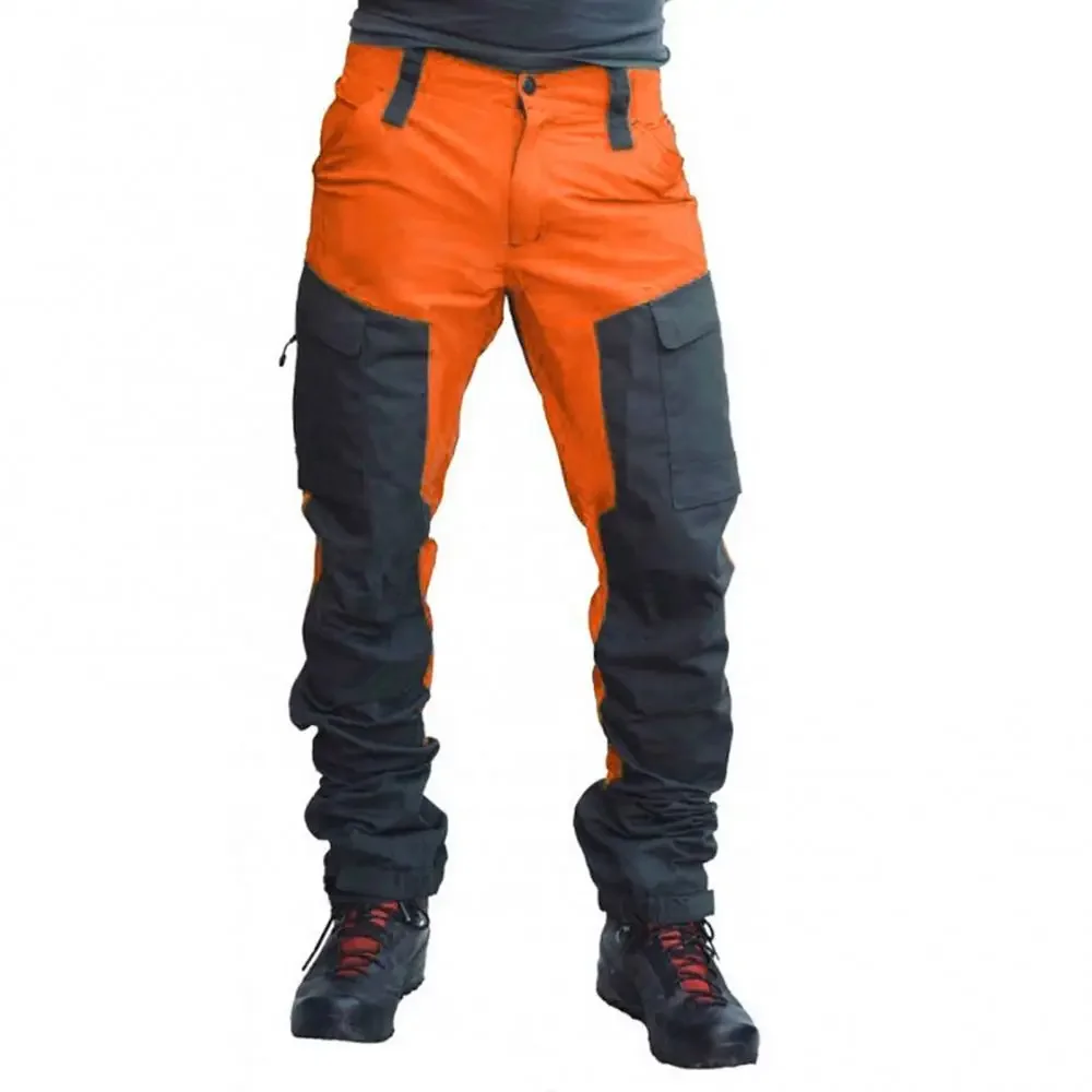 Waterproof Cargo Pants Men Summer Long Work Trousers Male Outdoor Color Block Multi Pockets Sports Camping Fishing Pant