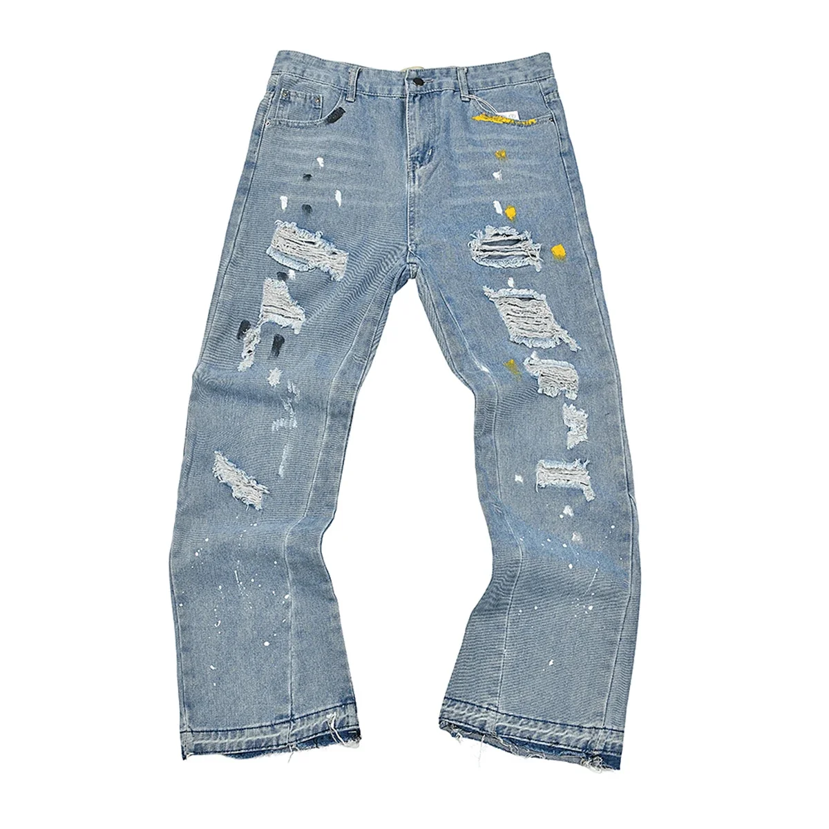 High Street Letter Embroidery Washed Blue Baggy Jeans for Men Straight Vintage Loose Casual Denim Pants Oversized Ropa Hombre