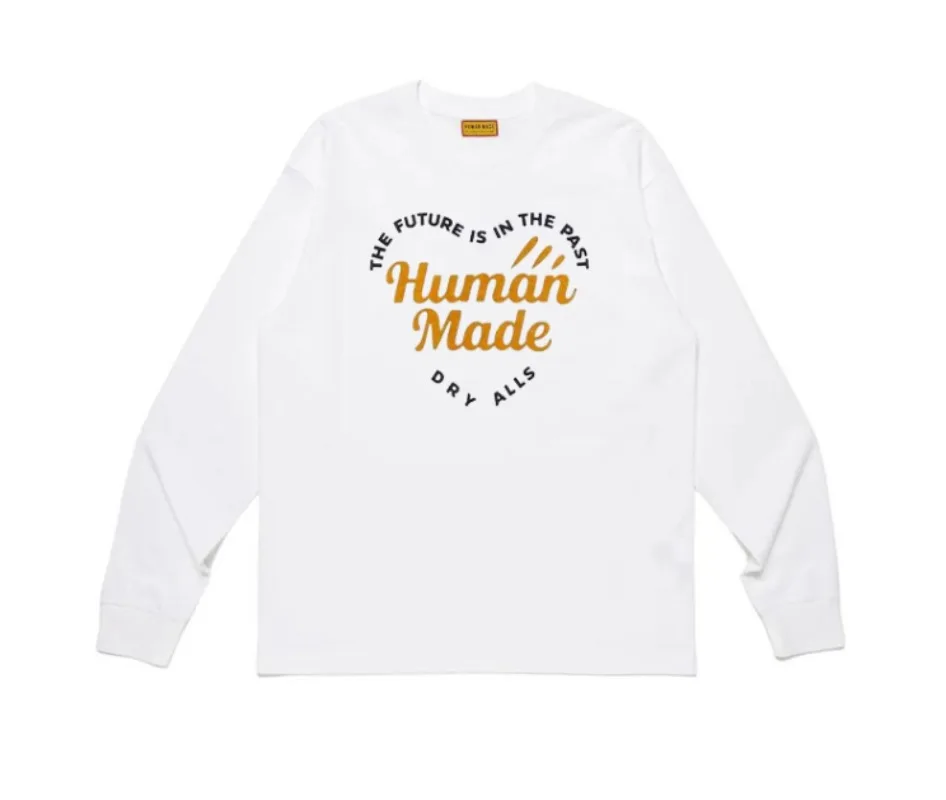 2026 New Human Made Logo Print Crewneck Long Sleeve T Shirt Couple Unisex Top