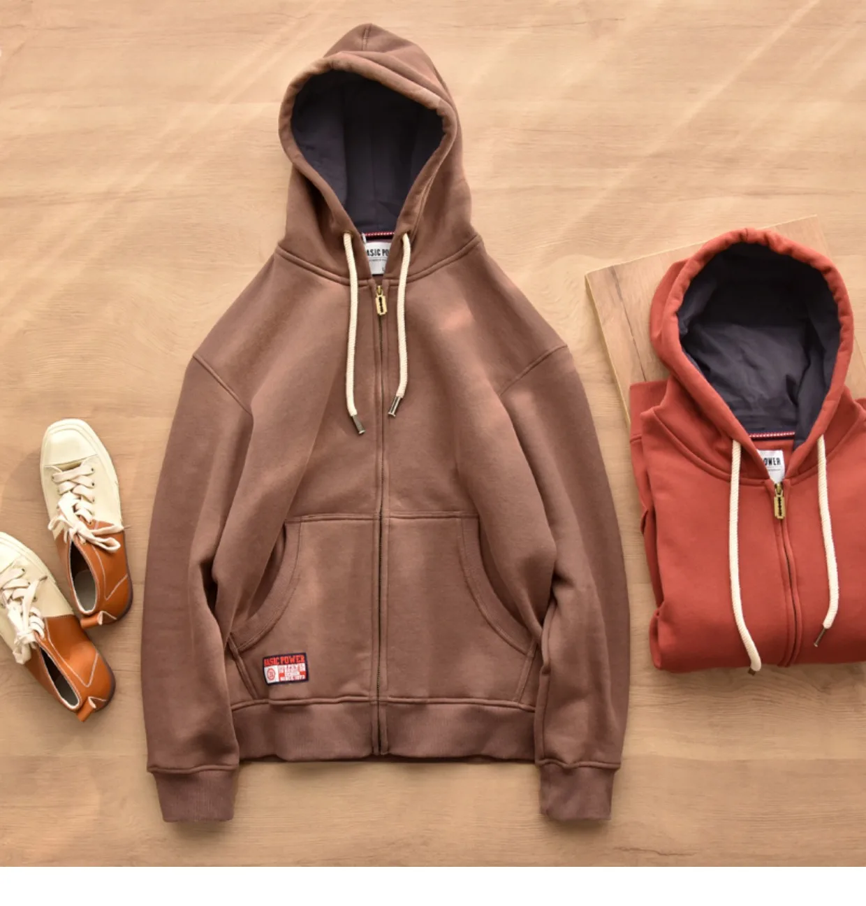 Spring Winter New American Heavyweight Knitted Cardigan Hoodies Men's Fashion Long Sleeve Hooded Thick Velvet Casual Sweatshirts