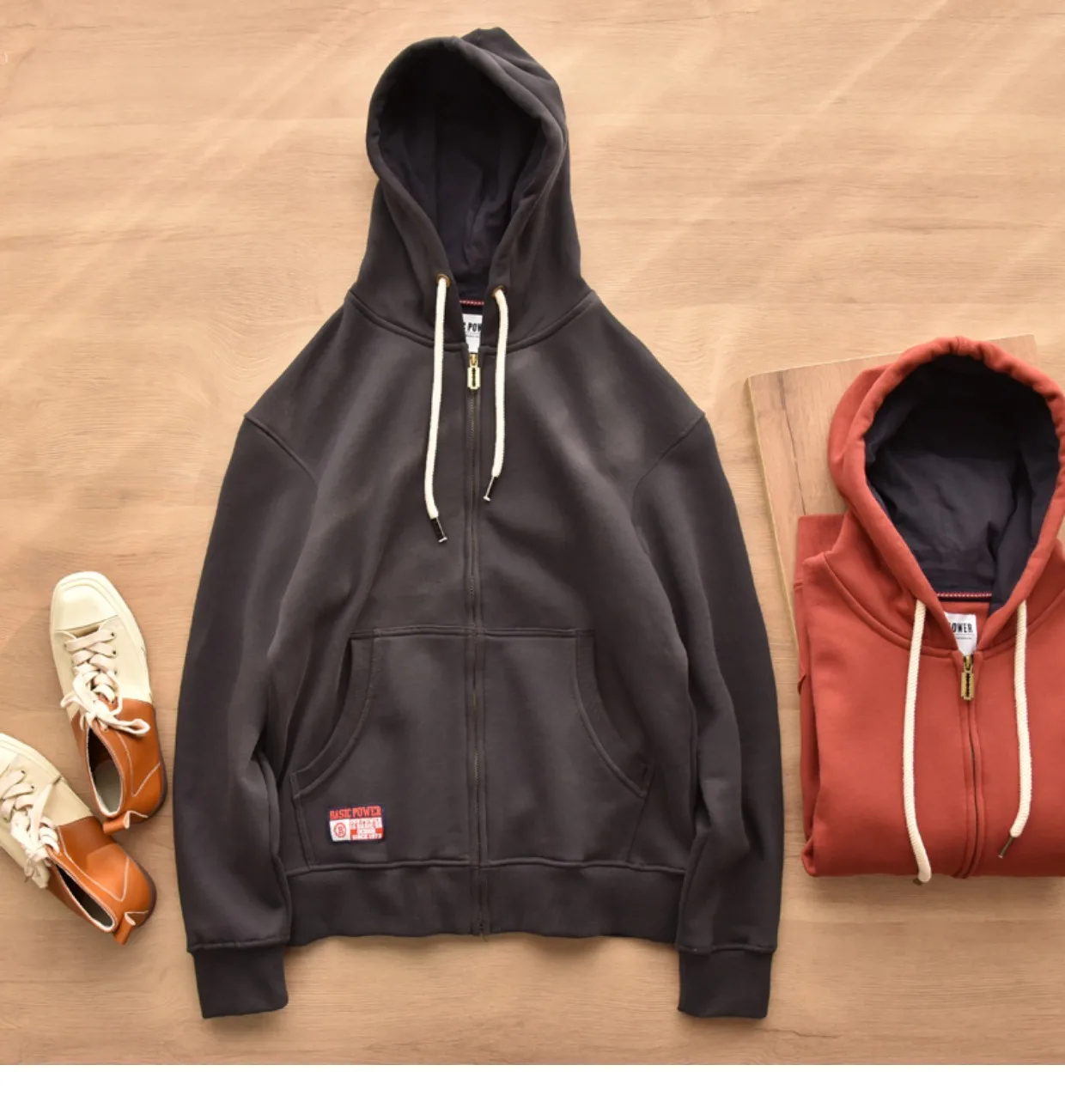 Spring Winter New American Heavyweight Knitted Cardigan Hoodies Men's Fashion Long Sleeve Hooded Thick Velvet Casual Sweatshirts