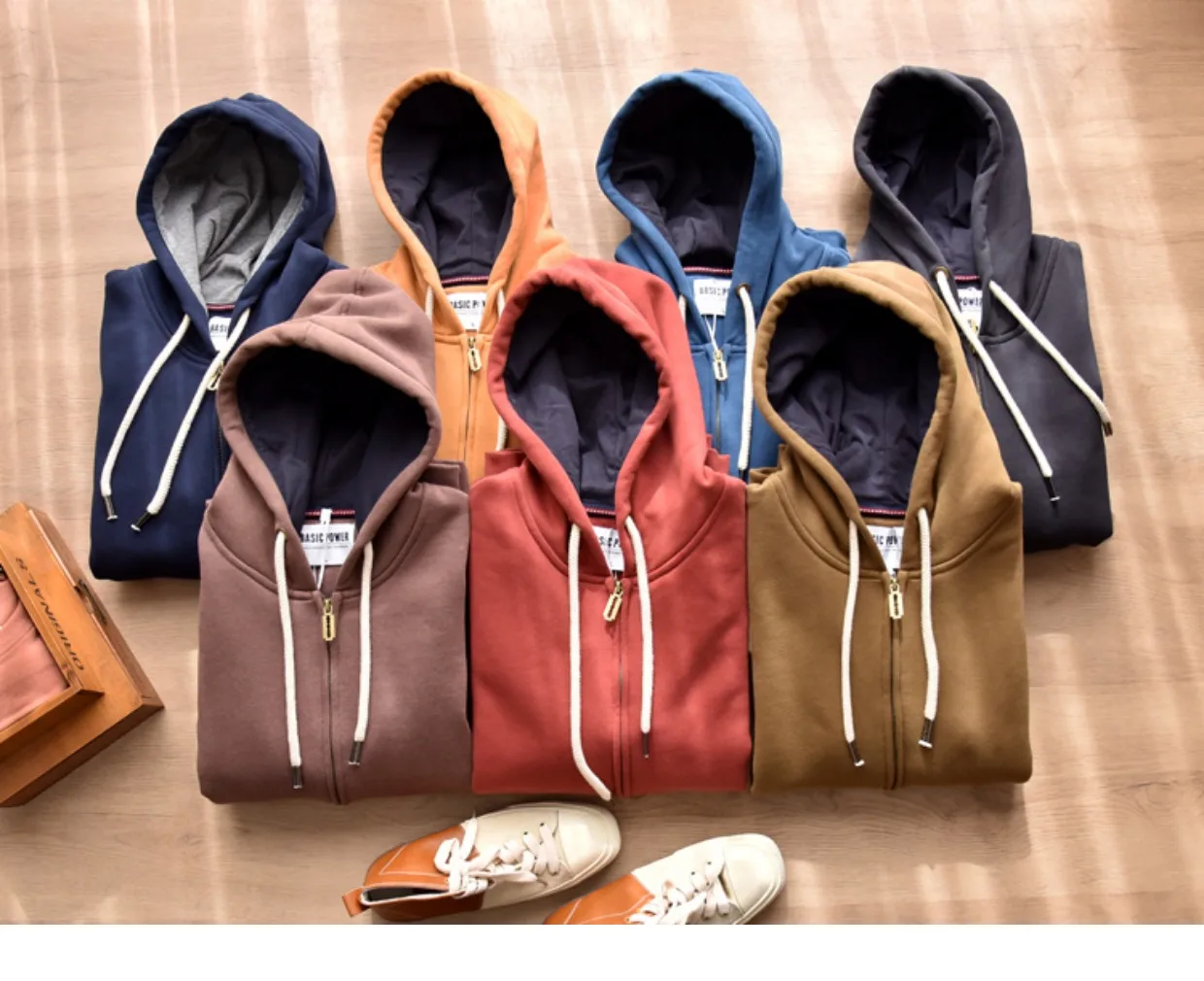 Spring Winter New American Heavyweight Knitted Cardigan Hoodies Men's Fashion Long Sleeve Hooded Thick Velvet Casual Sweatshirts