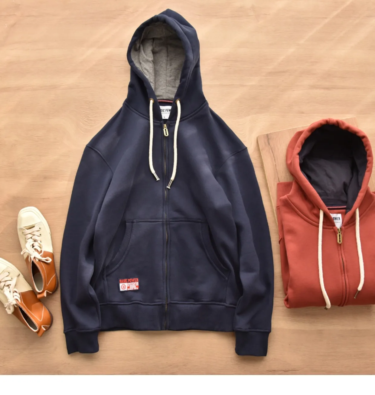 Spring Winter New American Heavyweight Knitted Cardigan Hoodies Men's Fashion Long Sleeve Hooded Thick Velvet Casual Sweatshirts