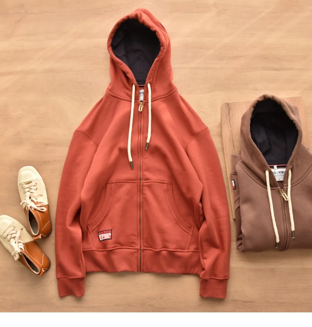 Spring Winter New American Heavyweight Knitted Cardigan Hoodies Men's Fashion Long Sleeve Hooded Thick Velvet Casual Sweatshirts