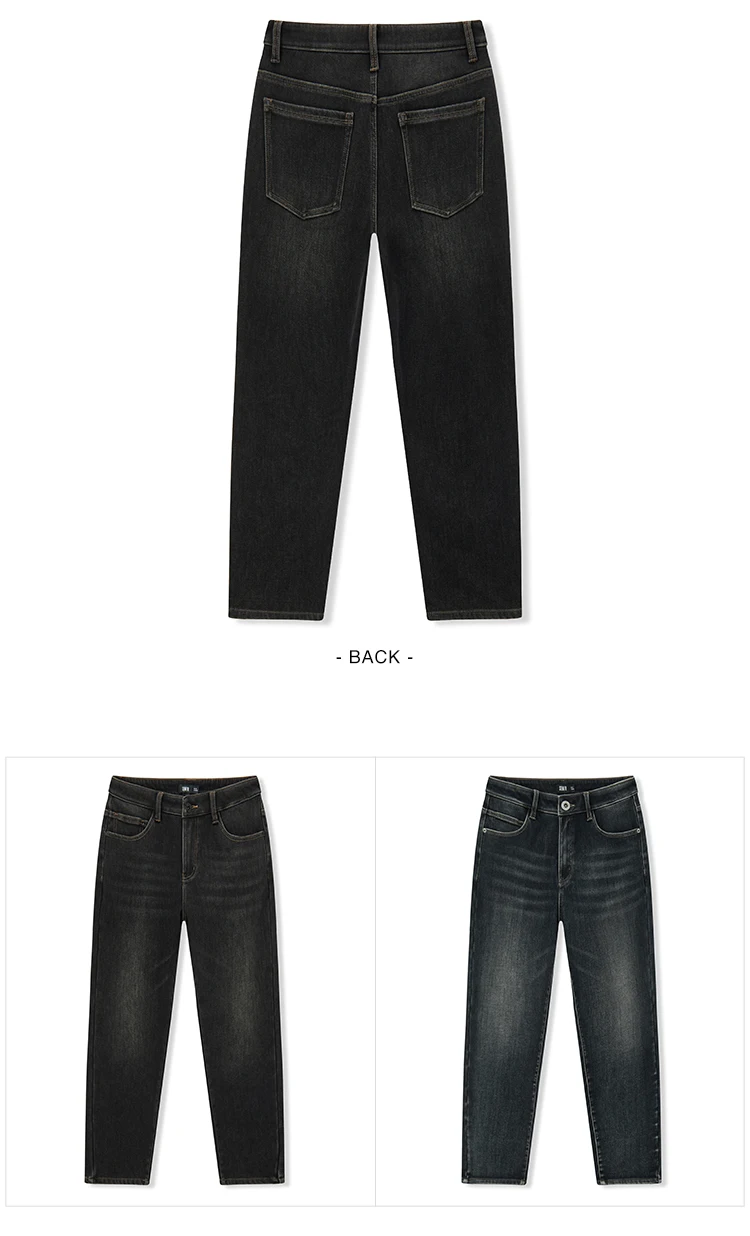 Semir Men Jeans Fleece Lined Stretch Skinny Fit Whisker Wash 2026 Vintage Commuter Warm Slim Urban Casual Denim Trousers