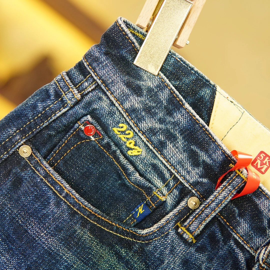 22oz Heavyweight Selvedge Denim Jeans Cotton Washed Men's Regular Straight American Retro Casual Autumn Winter Thick Pants 5KM