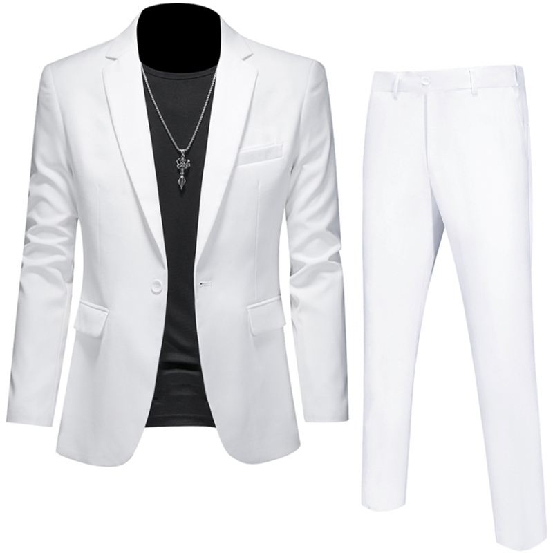 Plus Size 6XL 5XL Men's Suit Coat+2 Piece Pants/Business Fashion Office Dress/Slim Fit High Quality Groom Wedding Dress Suit Set