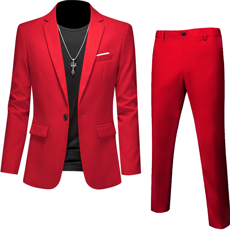 Plus Size 6XL 5XL Men's Suit Coat+2 Piece Pants/Business Fashion Office Dress/Slim Fit High Quality Groom Wedding Dress Suit Set