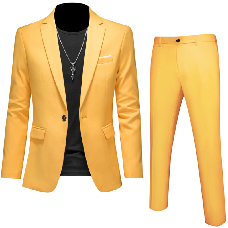Plus Size 6XL 5XL Men's Suit Coat+2 Piece Pants/Business Fashion Office Dress/Slim Fit High Quality Groom Wedding Dress Suit Set