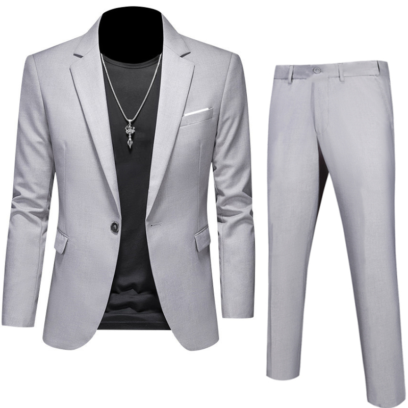 Plus Size 6XL 5XL Men's Suit Coat+2 Piece Pants/Business Fashion Office Dress/Slim Fit High Quality Groom Wedding Dress Suit Set