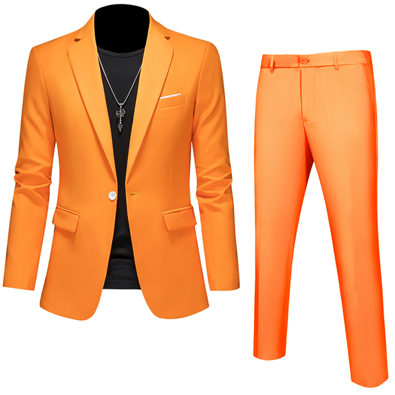 Plus Size 6XL 5XL Men's Suit Coat+2 Piece Pants/Business Fashion Office Dress/Slim Fit High Quality Groom Wedding Dress Suit Set