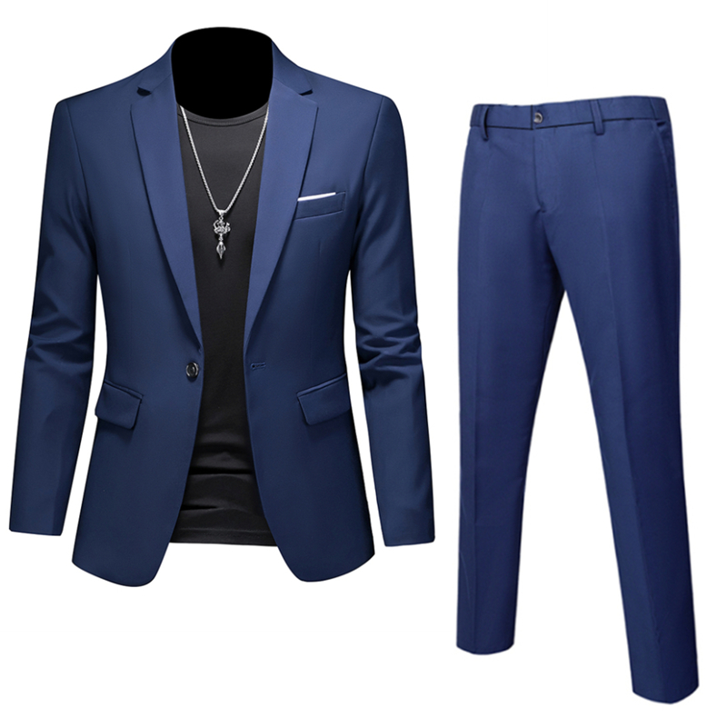 Plus Size 6XL 5XL Men's Suit Coat+2 Piece Pants/Business Fashion Office Dress/Slim Fit High Quality Groom Wedding Dress Suit Set