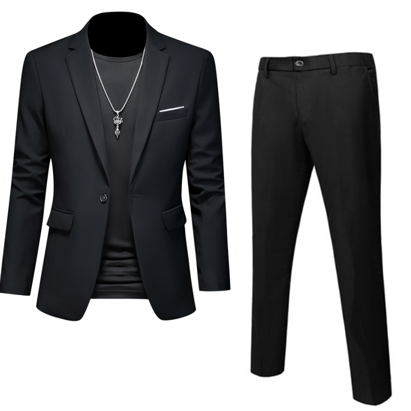 Plus Size 6XL 5XL Men's Suit Coat+2 Piece Pants/Business Fashion Office Dress/Slim Fit High Quality Groom Wedding Dress Suit Set