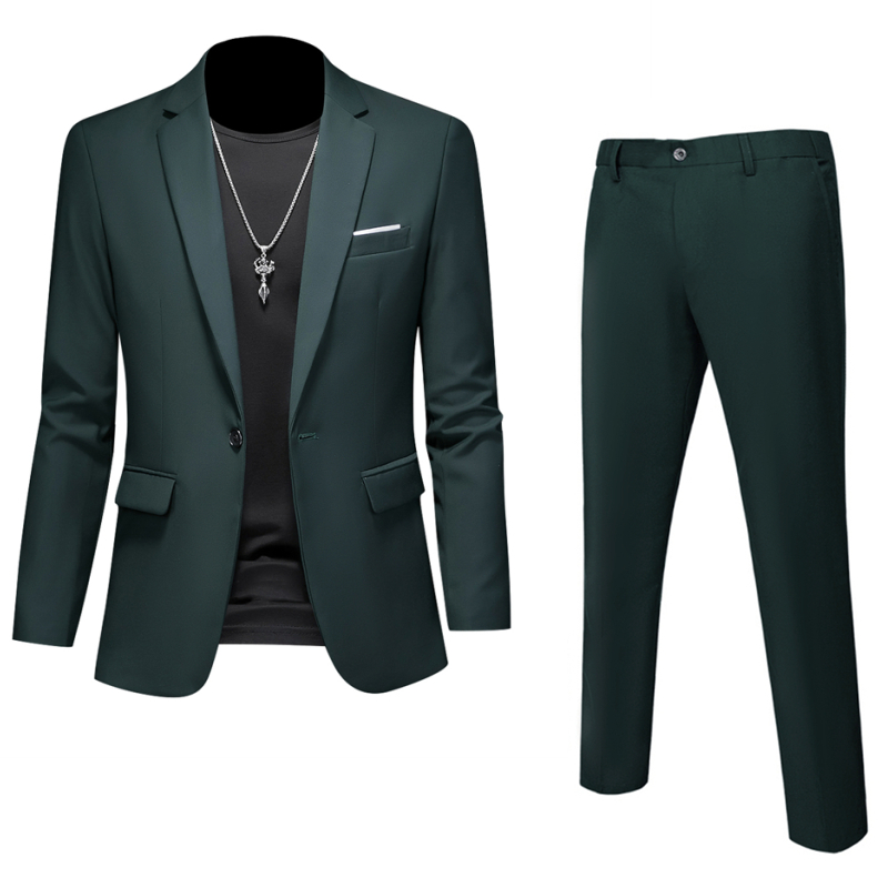 Plus Size 6XL 5XL Men's Suit Coat+2 Piece Pants/Business Fashion Office Dress/Slim Fit High Quality Groom Wedding Dress Suit Set