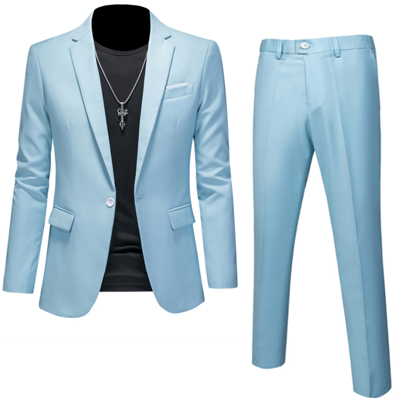 Plus Size 6XL 5XL Men's Suit Coat+2 Piece Pants/Business Fashion Office Dress/Slim Fit High Quality Groom Wedding Dress Suit Set