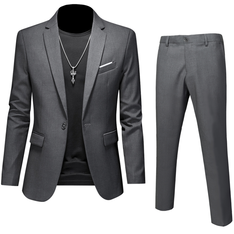 Plus Size 6XL 5XL Men's Suit Coat+2 Piece Pants/Business Fashion Office Dress/Slim Fit High Quality Groom Wedding Dress Suit Set