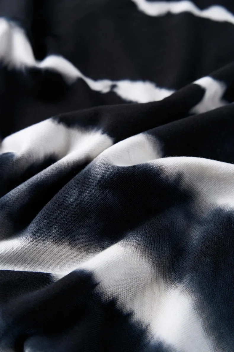 Men's Black & White Tie-Dye Merino Wool Long Sleeve T-Shirt – Soft & Stretchy Outdoor Base Hiking & Running