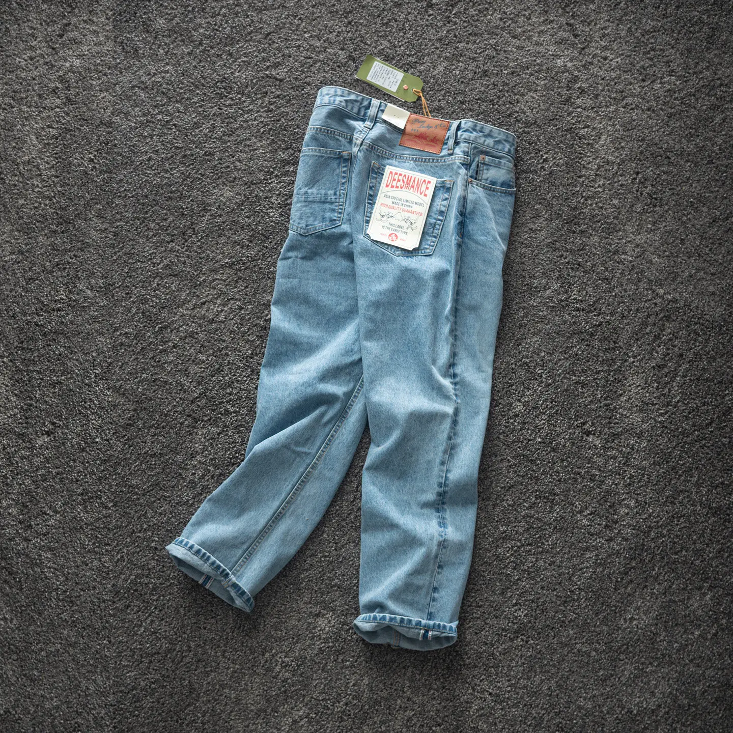2026 Spring New American Retro Heavyweight High-end Comfort Jeans Men's Fashion 88% Cotton Washed Old Straight Casual Pants