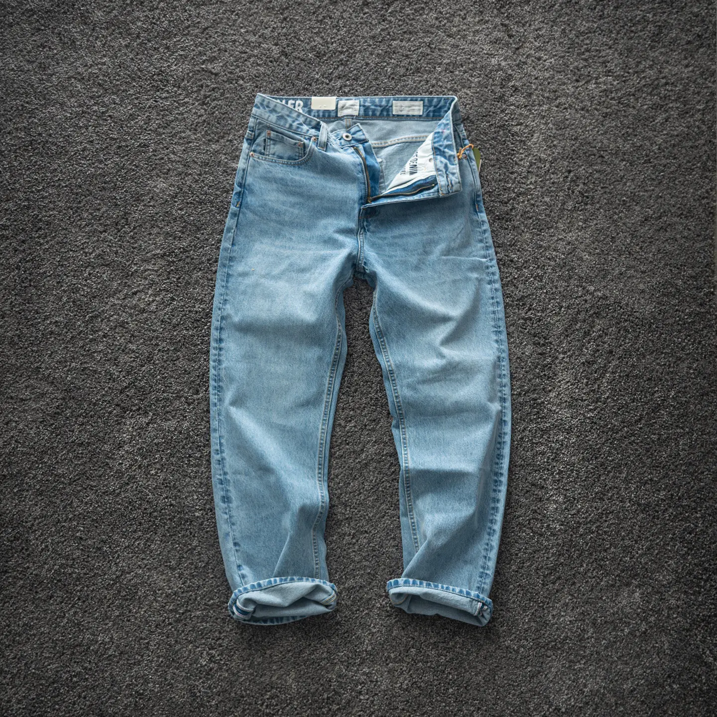 2026 Spring New American Retro Heavyweight High-end Comfort Jeans Men's Fashion 88% Cotton Washed Old Straight Casual Pants