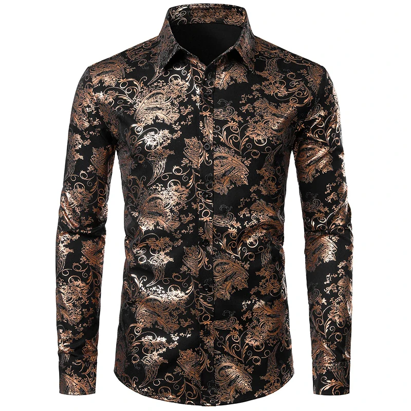 2024 Men's New Comfortable Retro Long Sleeve Shirts New Casual Design Shirt Fashion 3D Printed Flower Pattern Men's Clothing