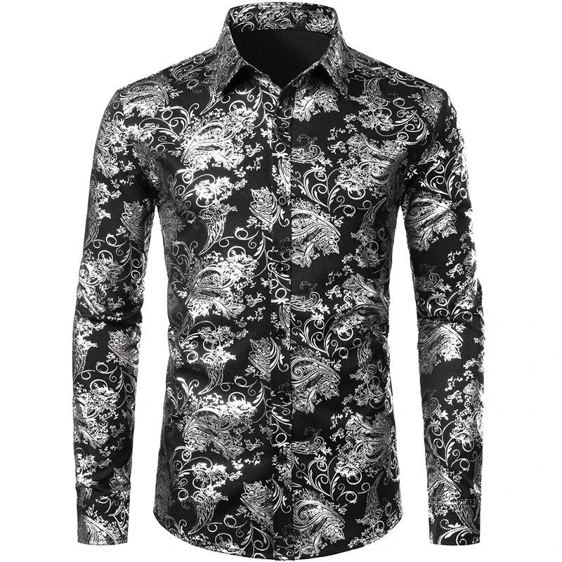 2024 Men's New Comfortable Retro Long Sleeve Shirts New Casual Design Shirt Fashion 3D Printed Flower Pattern Men's Clothing
