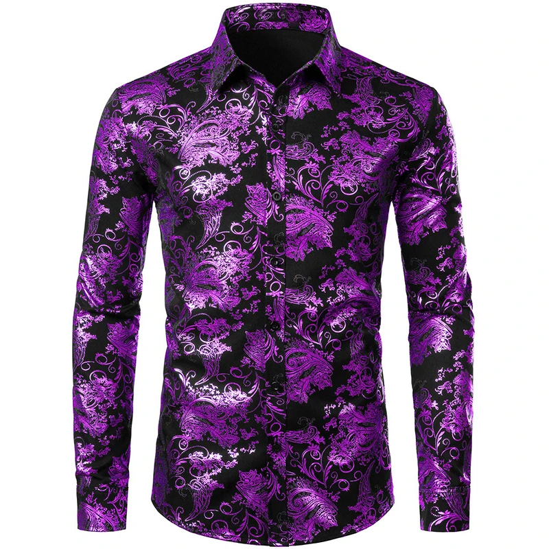2024 Men's New Comfortable Retro Long Sleeve Shirts New Casual Design Shirt Fashion 3D Printed Flower Pattern Men's Clothing