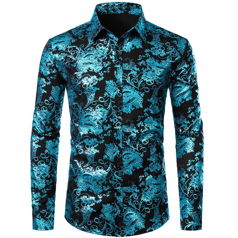 2024 Men's New Comfortable Retro Long Sleeve Shirts New Casual Design Shirt Fashion 3D Printed Flower Pattern Men's Clothing