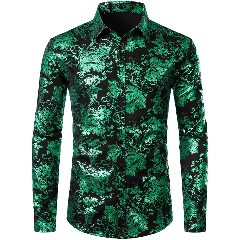 2024 Men's New Comfortable Retro Long Sleeve Shirts New Casual Design Shirt Fashion 3D Printed Flower Pattern Men's Clothing