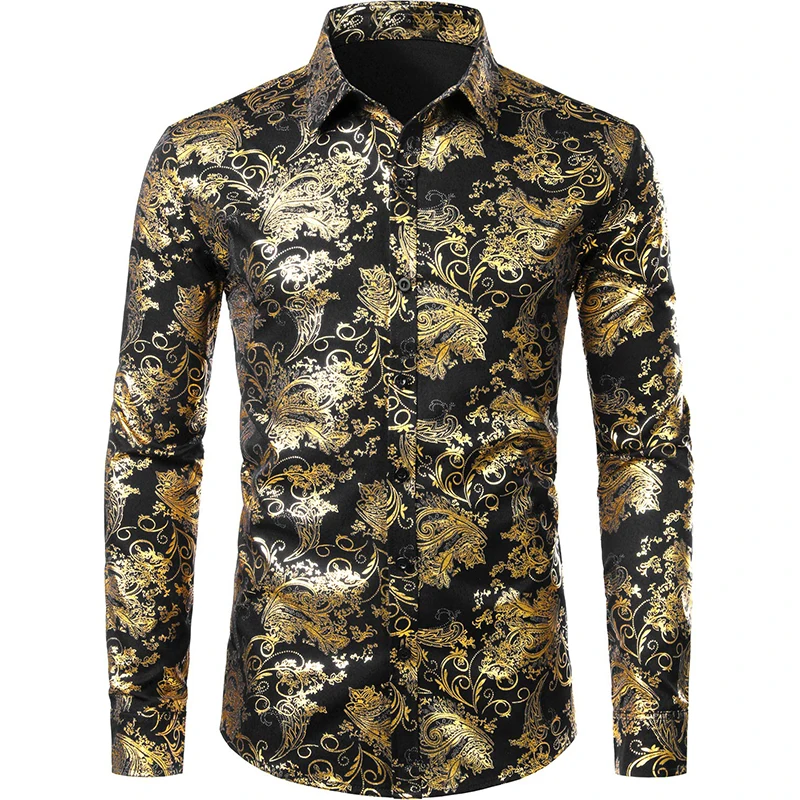 2024 Men's New Comfortable Retro Long Sleeve Shirts New Casual Design Shirt Fashion 3D Printed Flower Pattern Men's Clothing