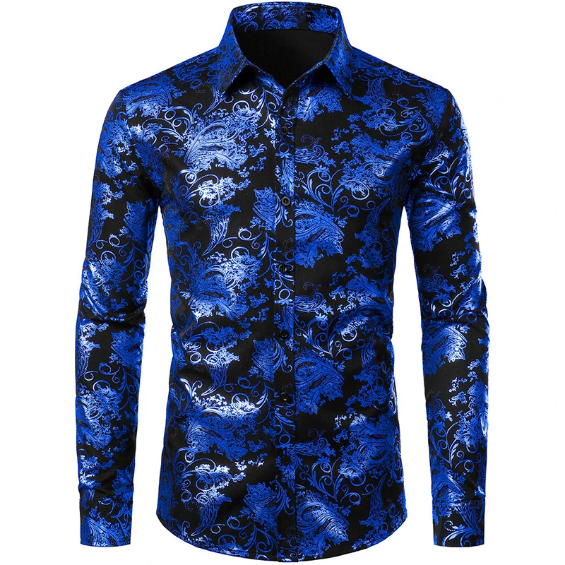 2024 Men's New Comfortable Retro Long Sleeve Shirts New Casual Design Shirt Fashion 3D Printed Flower Pattern Men's Clothing