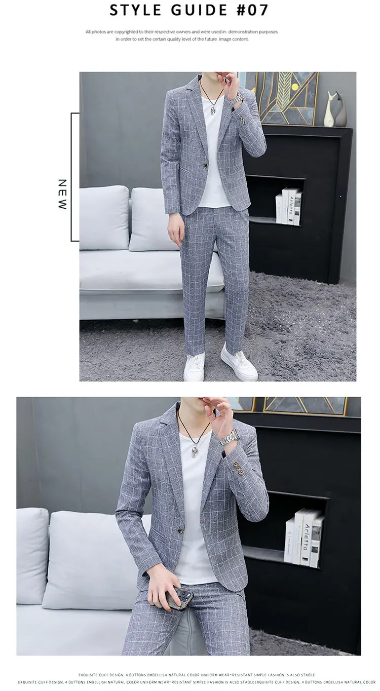 Korean Slim Fit Two-Piece Suit Set Casual Trendy British Style Spring Autumn Handsome Coat with Trousers Hair Stylist Fashion