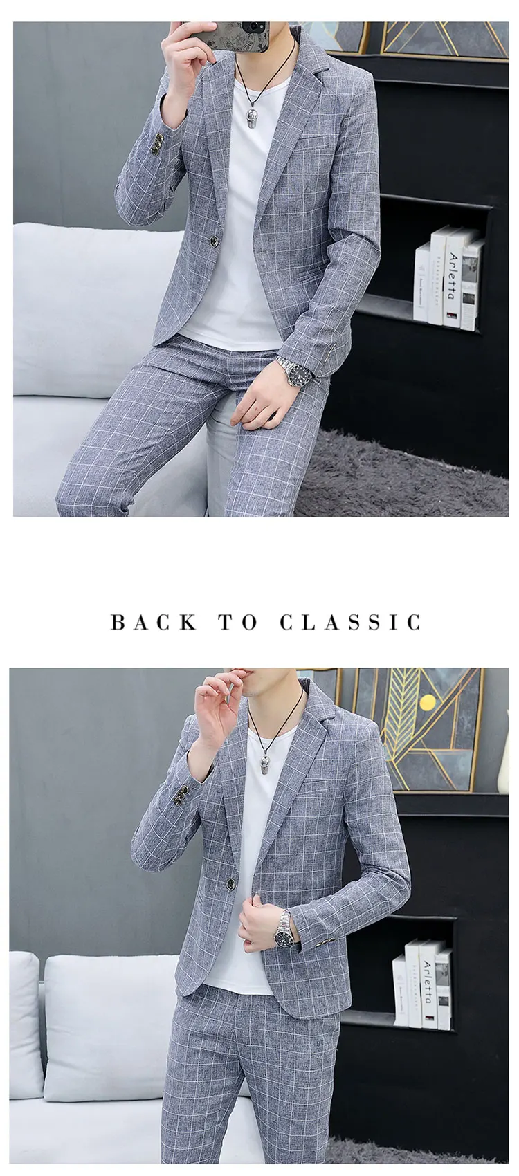 Korean Slim Fit Two-Piece Suit Set Casual Trendy British Style Spring Autumn Handsome Coat with Trousers Hair Stylist Fashion