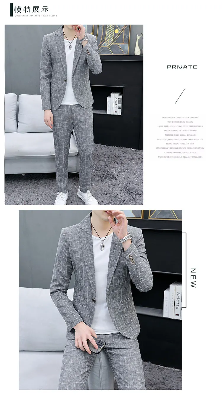 Korean Slim Fit Two-Piece Suit Set Casual Trendy British Style Spring Autumn Handsome Coat with Trousers Hair Stylist Fashion