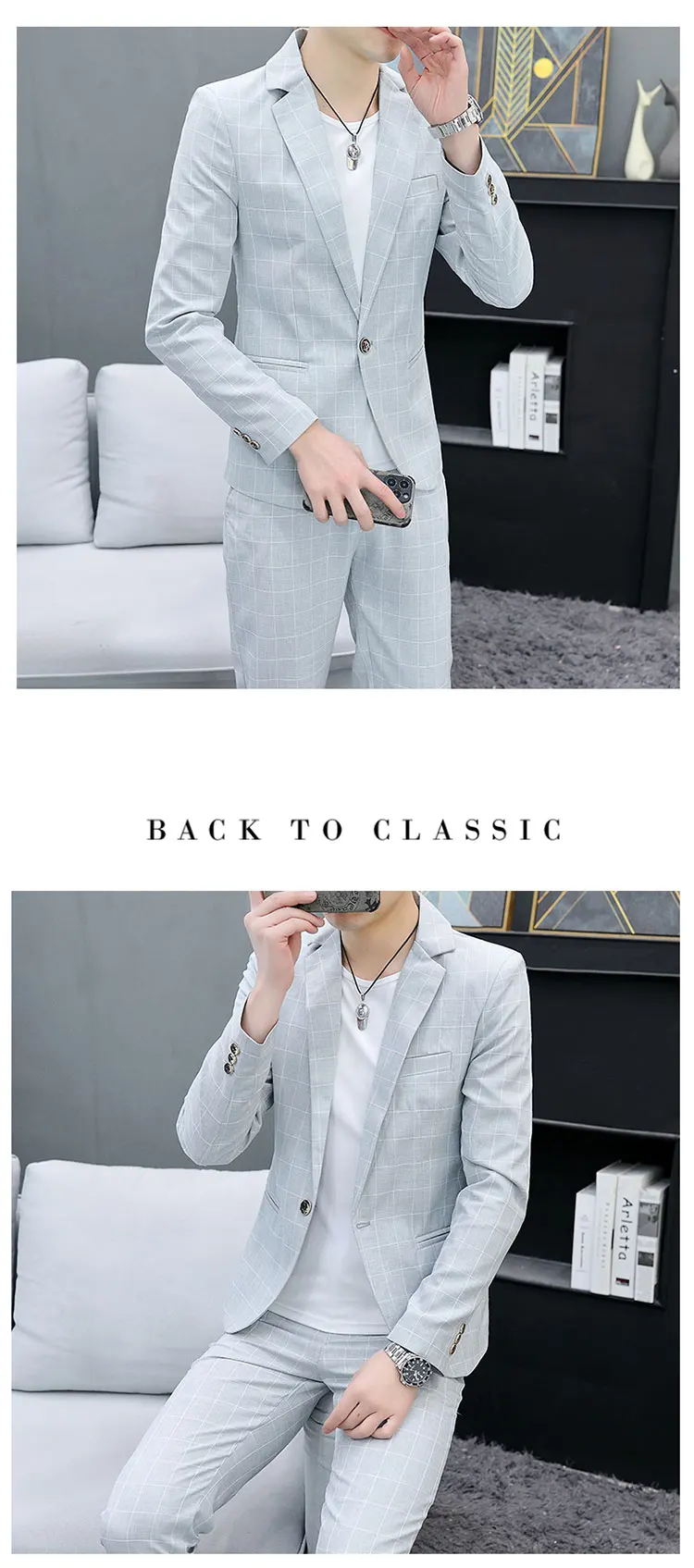 Korean Slim Fit Two-Piece Suit Set Casual Trendy British Style Spring Autumn Handsome Coat with Trousers Hair Stylist Fashion